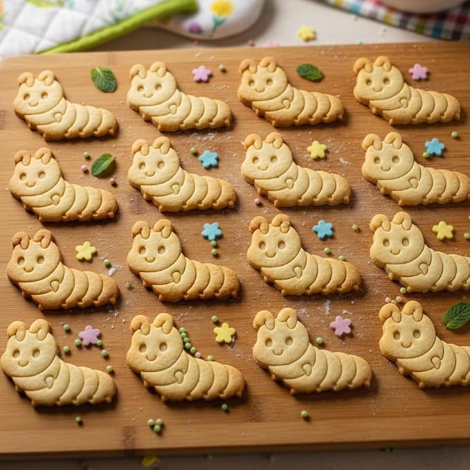 BAKERLOGY Cute Caterpillar Cookie Cutter - Detailed Biscuit Cutter Design for Baking and Crafts, ideal on fondant, dough, clay