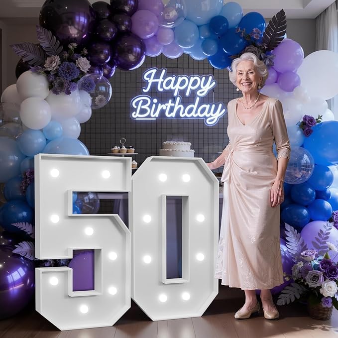 3FT Marquee Numbers 50 with Lights, Large Light Up Numbers Sign for 50th Birthday Party Decorations, Anniversary Celebration Backdrop Decor for Women and Men