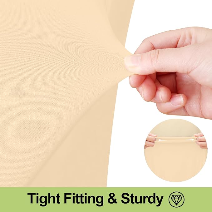 Smiry Spandex Tablecloth, Elastic Fitted Stretch Tablecloth for 8FT Rectangle Tables, Waterproof Washable Table Cover Skirt for Outdoor, Wedding, Banquet & Parties (Ivory, 96Lx30Wx30H Inch)