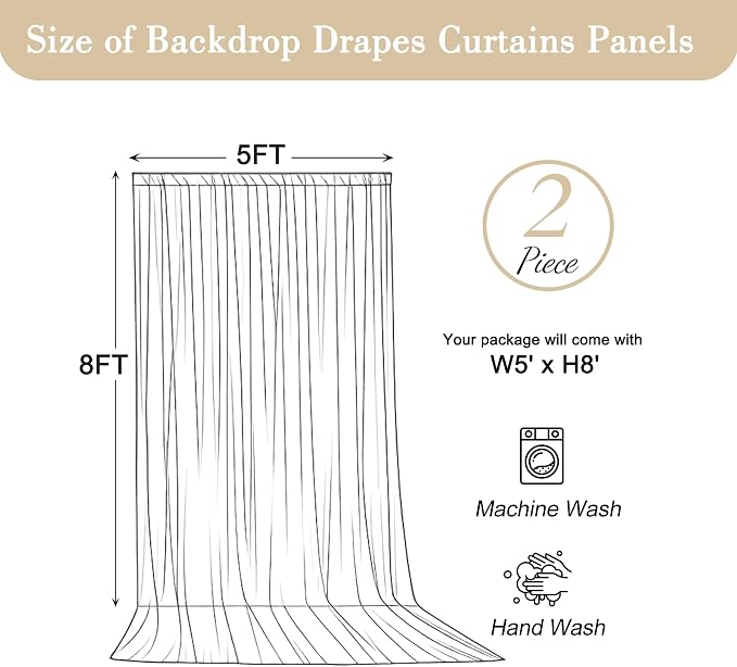 10x8ft Orange Backdrop Curtains for Parties Baby Shower Photo Wrinkle Free Polyester Photoshoot Curtains Drapes Backdrop for Birthday Party Wedding Graduation Photography Background 2 Panels 5x8FT