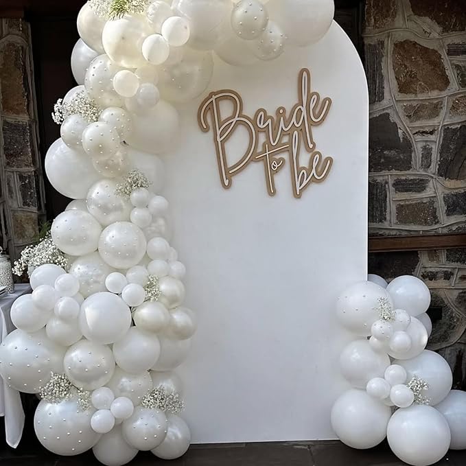 Pearl White Balloons Arch Kit Different Sizes, White Balloons in 18 12 10 5 Inch Pearl White Latex Balloons for Wedding Bridal Shower Graduation Baby Shower Birthday Engagement Anniversary Party Decor