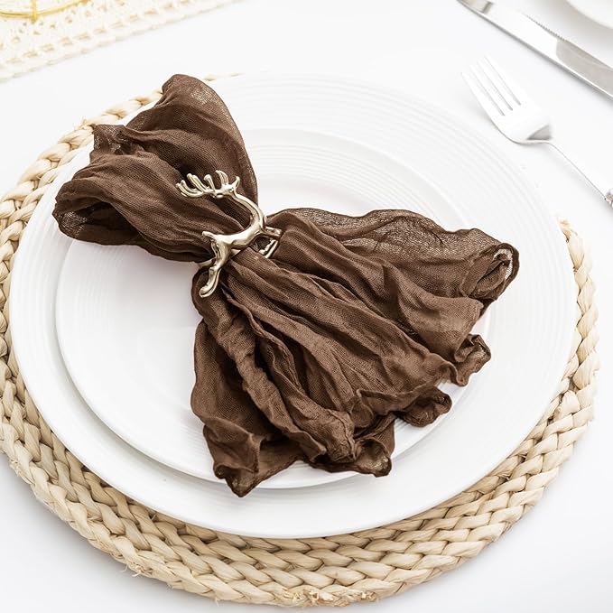 Brown 100 Pack Cheesecloth Napkins Washable 21x21 Inches Brown Cloth Napkins Set of 100 Dinner Table Napkins for Wedding Summer Bridal Baby Shower Rustic Boho Cotton Gauze Party Table Decor