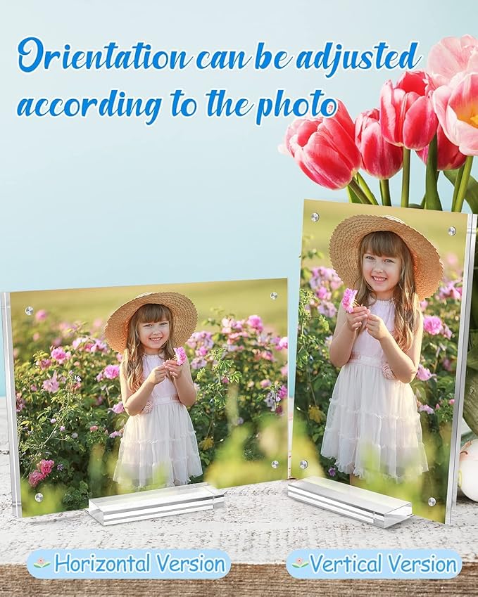 1 Pack Acrylic Picture Frame 11×14 Clear Double Sided Magnetic Photo Frame - Frameless Baby Friend Family Picture Desktop Display with Support Stand and Gift Boxes