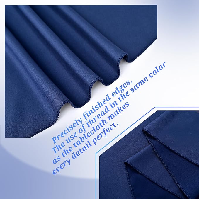 Teruntrue 12 Packs Navy Blue Tablecloths 60x102 inch Rectangle Table Cloth for 6 Foot Rectangle Tables, Washable Polyester Fabric for Wedding Parties Banquet Holiday Dinner Table Decorative, Navy Blue