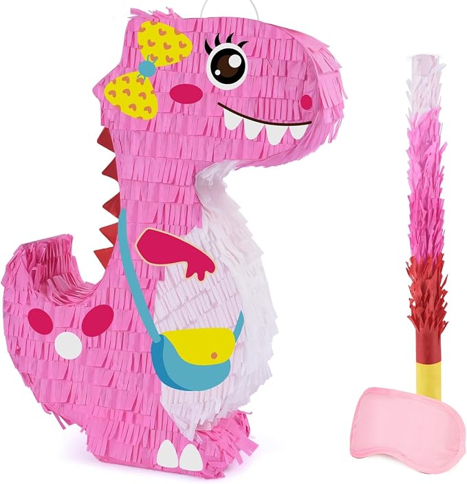Dinosaur Piñata - Dinosaur Birthday Party Supplies for Girls Kids Dino Themed Party Piñata Bundle Set Perfect Party Game Activity Decoration