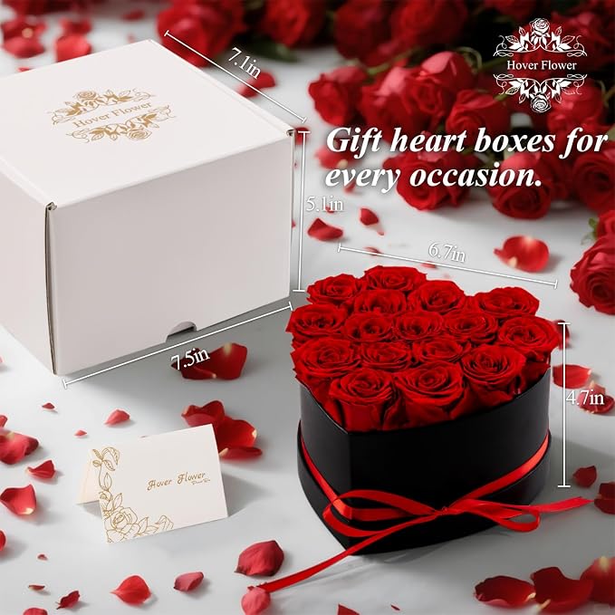 Forver Preserved Roses in a Box, Flowers for Her,Eternal Roses Preserved Flowers for Delivery Prime Birthday, Mothers' Day, Valentine's Day, Christmas (Red, 16 Roses)