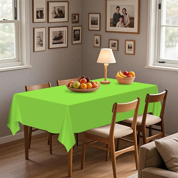 54IN X 320FT Plastic Table Cover Roll with Cutter Box, Cut to Size Plastic Table Cloths for Parties, Birthday, Disposable Tablecloth Roll for All Shape Tables (Lime Green, 54 Inch X 320 Feet)