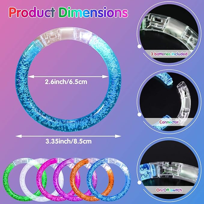 Honoson 96 Pack Glow in the Dark Party Supplies, Light up Glasses LED Bracelets, Neon Favor Flashing Bulk Gift for Adult (Vibrant Color)