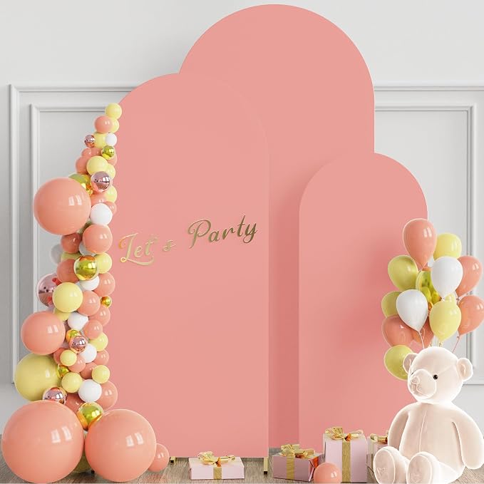 Wokceer Set of 3 Wedding Arch Cover Spandex Fitted Wedding Arch Stand Covers for Round Top Chiara Arch Backdrop Stands Cover for Birthday Party Ceremony Banquet Decoration 4ft,5ft,6ft Dusty Rose
