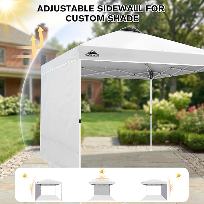EAGLE PEAK Commercial Canopy 10x10 Pop Up Canopy Tent with 1 Sidewall, Easy Setup Heavy Duty Instant Event Shelter for Vendors & Markets, Outdoor Sun Shade, White