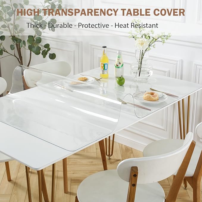 LovePads Clear Desk Mat 30 x 48 Inch, 1.5mm Thick Clear Table Protector, Waterproof Plastic Table Cover Protector, PVC Desk Protector Mat, Vinyl Desk Cover for Desktop, Coffee & Dining Table
