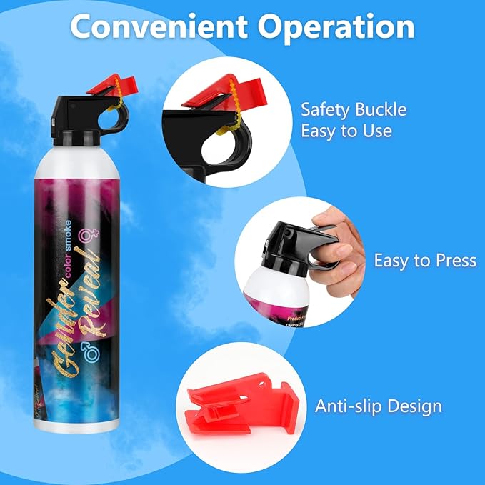 Gender Reveal Fire Extinguisher 2 Packs, Gender Reveal Ideas, Baby Girl Reveal Party Ideas 100% Biodegragable for Gender Reveal Decorations（Blue）