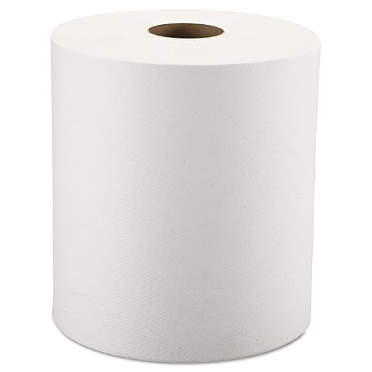 Windsoft Commercial Paper Towels, Hardwound Roll Hand Towels, 6-Pack, 8" x 800ft per Roll, White, Hardwound Towel Dispensers Refill