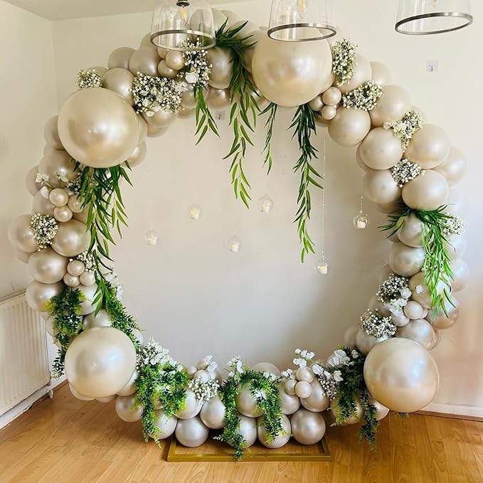 Pearl White Double Stuffed Balloons Different Size 115Pcs 5/10/12/18" White Pearl Ivory Balloons Garland kit for Wedding Birde to be Engagement Bridal Shower Birthday Baby Shower Party