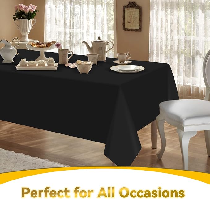 12 Pack Black Tablecloths for Rectangle Tables Stain and Wrinkle Resistant Washable Polyester Tablecloth 60 x 102 Inch Table Cloth Rectangle Table 6 Foot Rectangle Table Cloth for Wedding Party