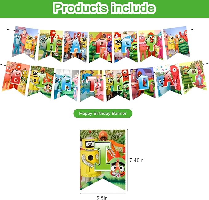 PINUO Yo Gabba Birthday Decorations,Yo Gabba Themed Party Decorations,Yo Gabba Party Favors Supplies Gifts Room Decor,Banner Balloons Cake Cupcake Toppers