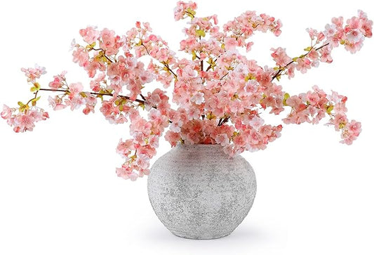 mizii 3Pcs Artificial Pink Cherry Blossom Branches 40" Fake Silk Cherry Blossoms Flowers with Long Stem for Wedding Decorations Table Centerpieces Vase Arrangement Home Decor (Pink)