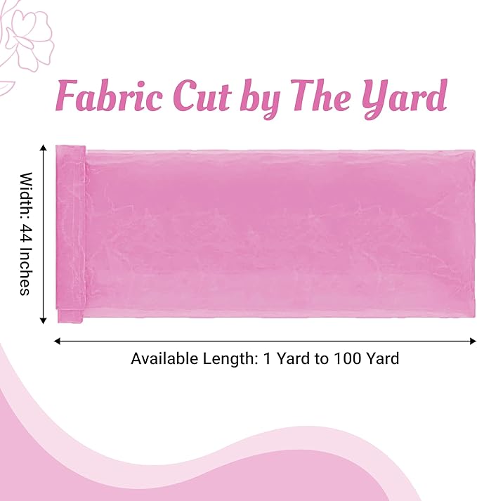 MDS Pack of 100 Yard Sheer Organza Fabric for Wedding Party Home Event Banquet Decorations, Backdrop Curtain Craft Dress Sewing Fashion DIY Crystal Organza Tulle Fabric Bolt 44” Wide - Pink