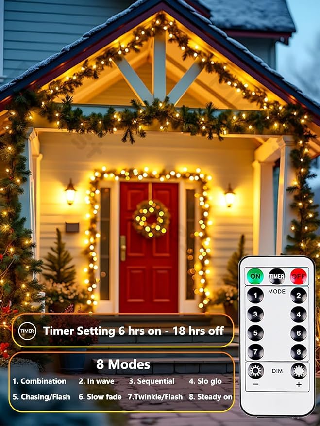 4 Pack 50 LED Fairy Lights Battery Operated with Remote, 16FT Waterproof Twinkle Lights with Timer & 8 Modes, Fairy String Light Outdoor Indoor for Bedroom Classroom DIY Christmas Decor (Warm White)