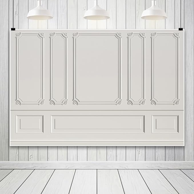 5x3ft Empty Room Architectural Pale Grey Wall Background Photography Background Classic Style Panel Wall Houses Flats Interior Vintage Decor Solid Color Grey Backdrops