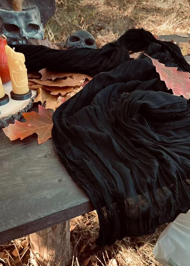 20Pack Black Cheesecloth Table Runner 10Ft Gauze Table Runner Black Cheese Cloth Table Runners Long Sheer Fabric Tablerunners for Wedding Party Bridal Shower Thanksgiving Christmas