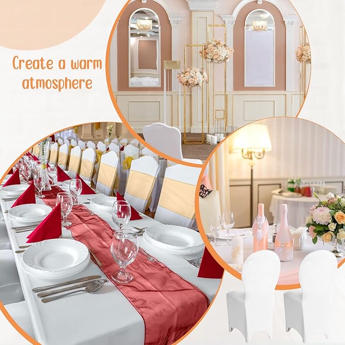 Moukeren 20 Pcs Wedding Chair Covers Spandex Folding Chair Covers Stretch Universal Polyester Fitted Seat Slipcovers for Wedding, Banquet, Celebration, Holidays, Dining Room, Living Room (White)
