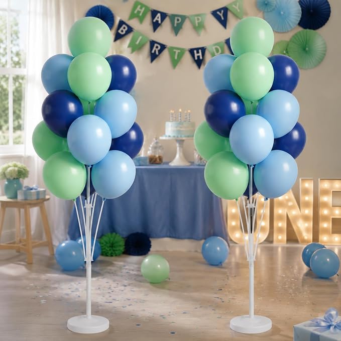 Balloon Column Stand Kit with Balloons, Base and Pole, Balloon Column Kit for Floor or Table Backdrop Decoration for Party Wedding Baby Shower Birthday Graduation (Blue Mint)