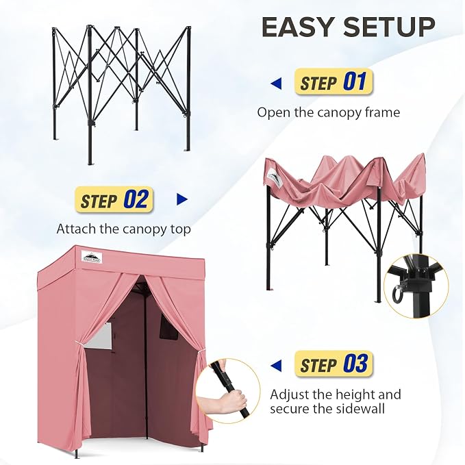 EAGLE PEAK 5x5 Pop Up Changing Tent, Flat Top Changing Room, Pink | Portable, Privacy Tent, Pool Cabana, Dressing Room, Shower & Toilet Use, Opaque Fabric, Instant Setup, Photoshoots, Camping