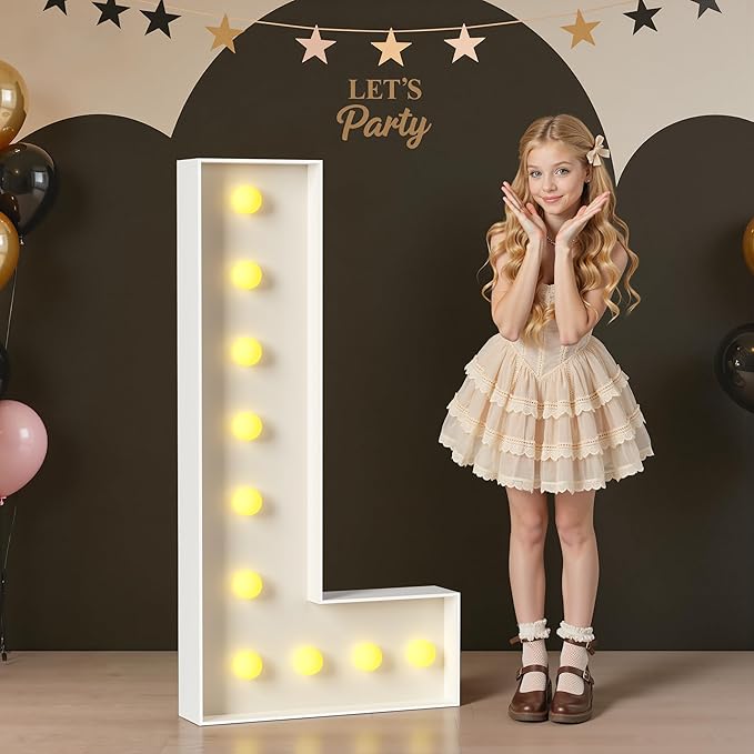 Marquee Letters 4 Feet Tall, 4FT Large Light up Letters L, Big Sign L with Warm White Light for Birthday Wedding Proposal Engagement Graduation Party Backdrop Decorations