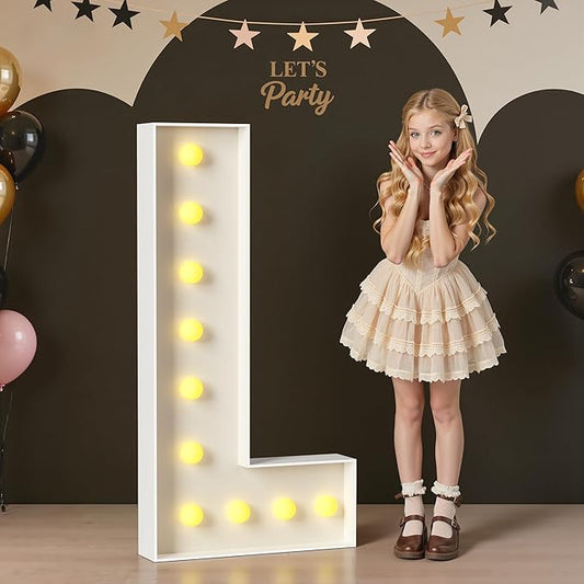 Marquee Letters 4 Feet Tall, 4FT Large Light up Letters L, Big Sign L with Warm White Light for Birthday Wedding Proposal Engagement Graduation Party Backdrop Decorations