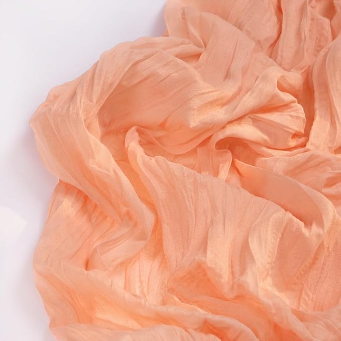DeZerlor Peach Cheesecloth Table Runner 12 Pack Spring Easter Table Runners Boho Gauze 120 Inches Cheese Cloth Table Decor for Wedding Bridal Baby Shower Parties