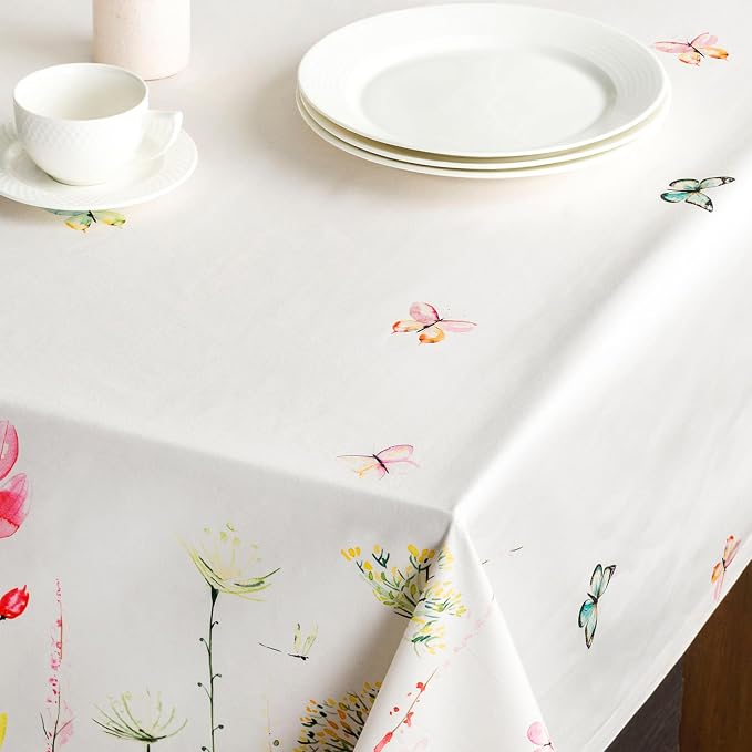 Maison d' Hermine Table Cloth Rectangle Table 100% Cotton 70 x 108 Inches Tablecloth Reusable Decorative for Dining Kitchen Room Farmhouse Party Home Hotel Restaurant Spring Summer - Botanical Fresh