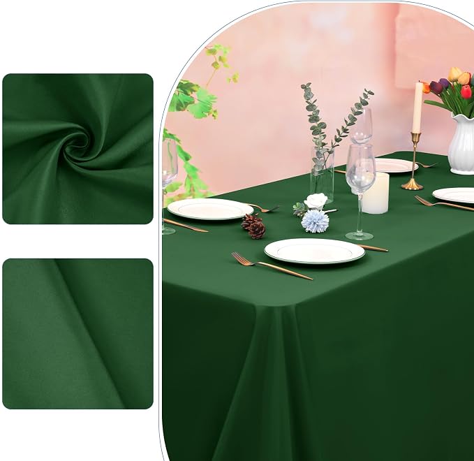 12 Pack Hunter Green Tablecloth 60x102 Inch Rectangular Table Cover | Wrinkle Resistant, Machine Washable Reusable, Wedding, Banquet, Restaurant, Party, Baby Shower,Indoor Outdoor Events