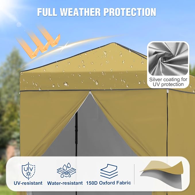 6x4 Pop Up Canopy Tent with Four Wall Panels, Instant Portable Beach Canopy, Outdoor Tent with Carry Bag for Camping, Sports, Tailgating, Events, Beige