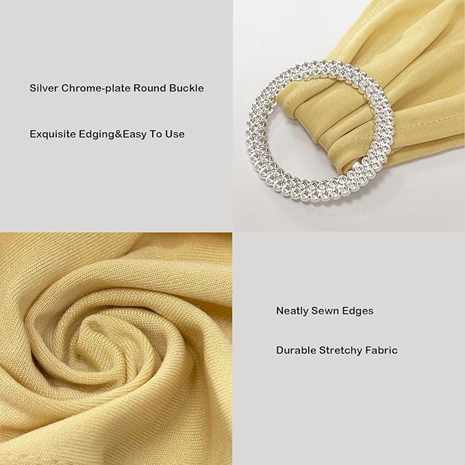 Spandex Chair Sashes Bands 50PCS Stretch Chair Ties Bows with Buckle Slider for Wedding Party Banquet Decoration (Champagne)…