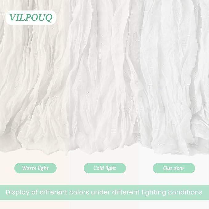 6 Pack White Cheesecloth Table Runner 21x120 Inches, Boho Gauze Rustic Semi Sheer Cheese Cloth Table Runners for Easter Wedding Bridal Baby Shower, Birthday Party, Long Farmhouse Table Decor