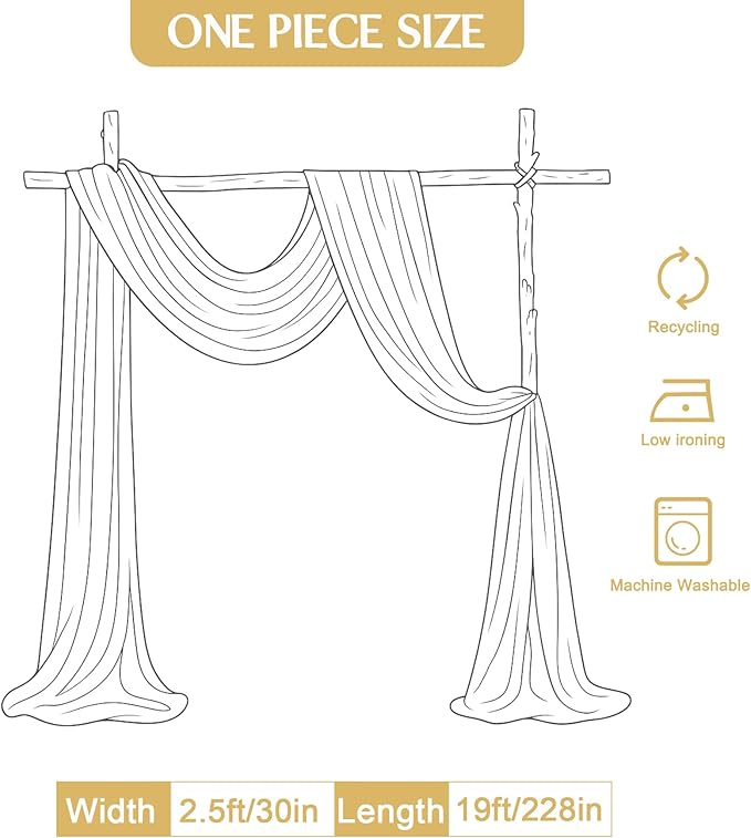 8 Panels Sage Green Wedding Arch Draping Fabric 30" x 19ft Wedding Drapes Tulle Drapes for Backdrop Sheer Fabric Backdrop Drapes Decorations Backdrop Curtains for Reception Ceremony Party