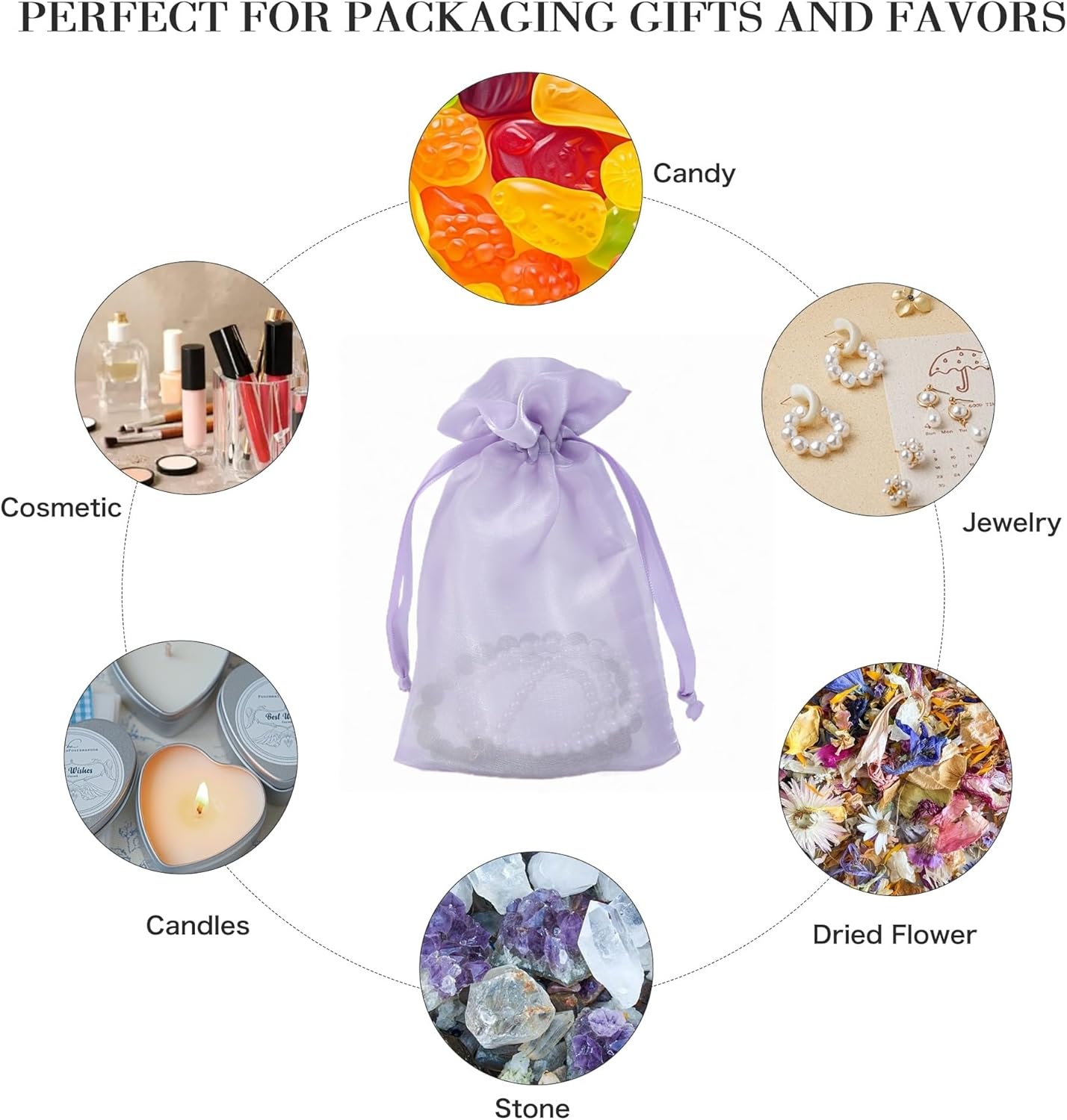 20 Pcs Lilac Purple Small Organza Bags 4X6 inch for Wedding Favors with Drawstring, Mini Mesh Gift Bags Jewelry Pouch for Candy Bridal Shower Party Favor Baby Shower Christmas