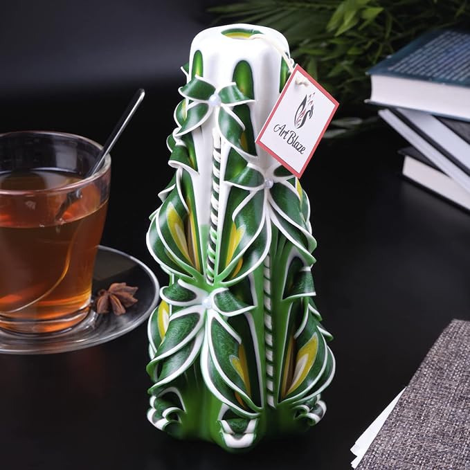 Carved Candles - Handmade Candles Long Burning - Unscented Decorative Candle - Luxury Candles for Home Decor - Birthday Anniversary Romantic Relaxing Mothers Day Gift for Women - Summer Glade
