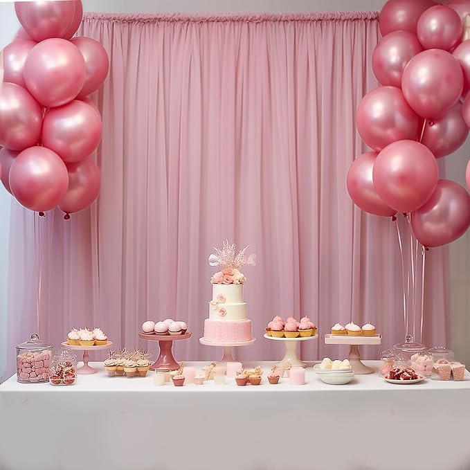 20ft X 10ft Dusty Rose Tulle Backdrop Curtain for Parites, Sheer Backdrop Curtains Fabric Drapes for Wedding Ceremony Arch Party Stage Decorations