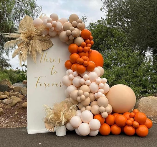 Burnt Orange Balloons Garland Arch Kit - Thanksgiving Double Stuffed Matte Orange Cream Peach Apricot Terracotta Latex Balloon Different Sizes 18 12 10 5In Fall Ballon for Baby Shower Party