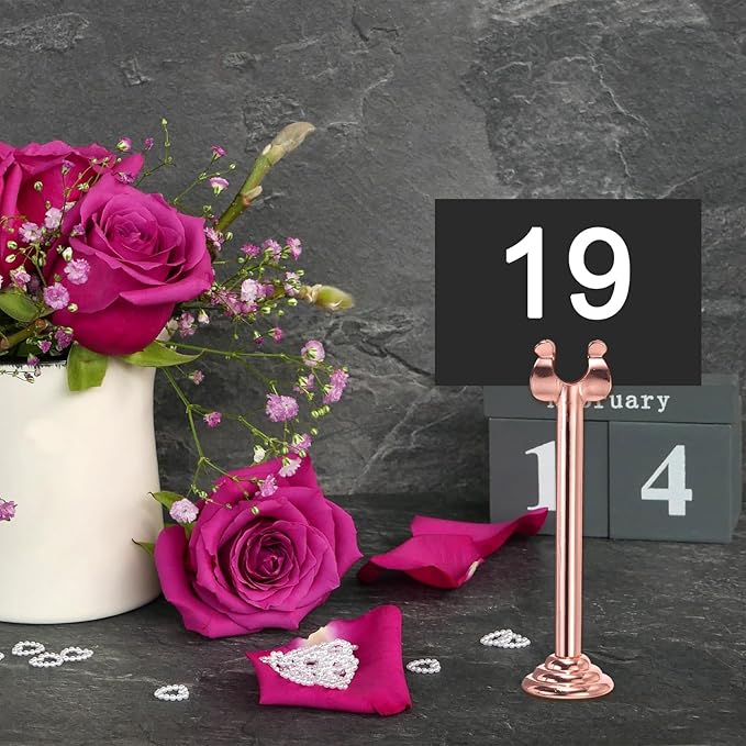 MECCANIXITY 12Pcs Table Number Holder 3.9 Inch Place Card Holder Picture Holders Gold Table Sign Holders for Wedding Anniversary Birthday Party