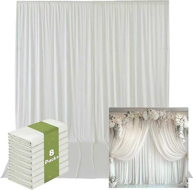 40ftx14ft Ivory Backdrop Curtains for Wedding-Wrinkle Free Backdrops Curtain Drapes Fabric Decorations Photo Back Drop Cloth for Baby Shower Photography Stage Reception 8Panels 14ft(H) x 5ft(W)