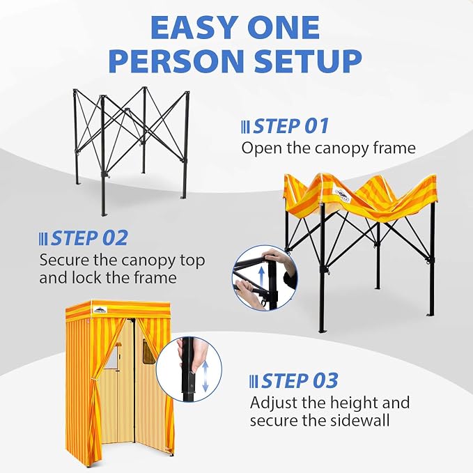 EAGLE PEAK 4x4 Pop Up Changing Tent, Flat Top Changing Room, Yellow/Orange | Portable, Privacy Tent, Pool Cabana, Dressing Room, Shower & Toilet Use, Opaque Fabric, Instant Setup, Photoshoots, Camping