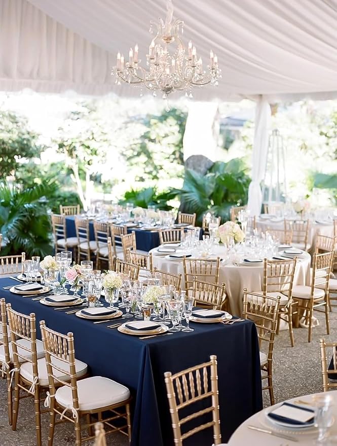 fani 8 Packs Navy Blue Rectangle Tablecloth - 60 x 102 Inch, Premium Polyester Table Cloth for 6 Foot Rectangle Tables, Washable Fabric Table Covers for Wedding, Party, Banquet, Dining