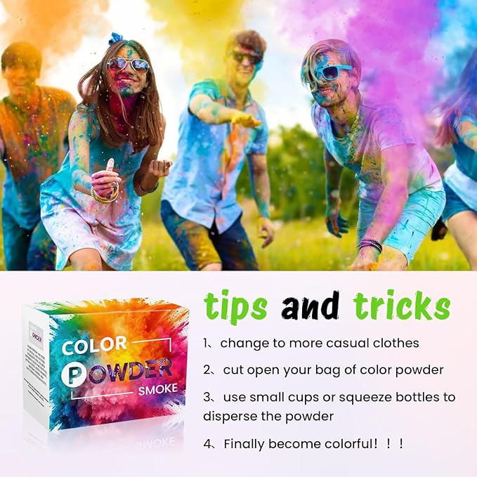 Multicolor Color Powder Packets 100Gram Bags of Color Smoke Bombs individual Packets of 10 Color Powders for Gender Reveals, Fun Runs, Color Wars, Marathon, Rangoli Photoshoot Party & Festival