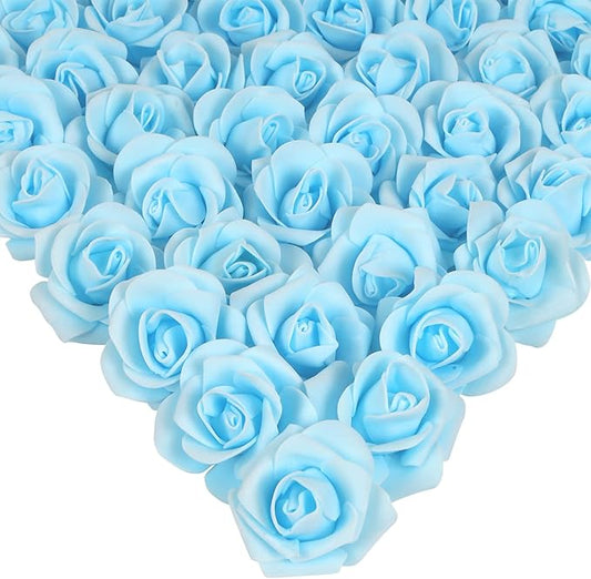 Rose Flower Heads,200Pcs Artificial Rose Flower Heads for Crafts 1.97in Light Blue Roses Artificial Flowers for DIY Wedding Centerpieces Arrangements Home Decorations(Light Blue)