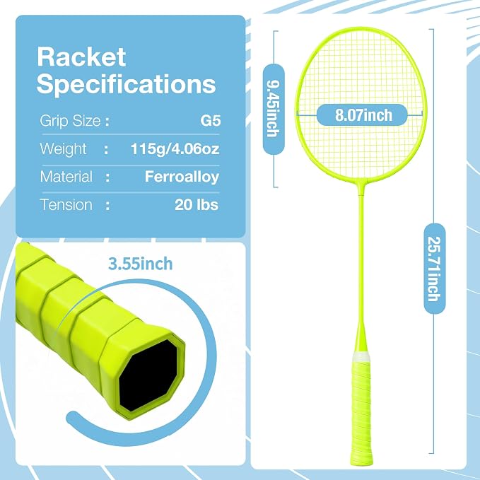 AboveGenius Badminton Rackets Set, Lightweight Badminton Set Includ 4/6 PCS Rackets, 6 Birdies, Outdoor Backyard Games, Racquets for Adults, Teens, Family Beginner