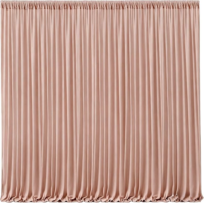 Nude Blush Backdrop Curtains-Wrinkle-Free Polyester Photography Drapes Party Curtain Background for Baby Shower Wedding Decorations- 32 X10FT