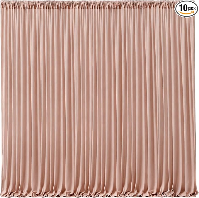 Nude Blush Backdrop Curtains-Wrinkle-Free Polyester Photography Drapes Party Curtain Background for Baby Shower Wedding Decorations- 40 X10FT